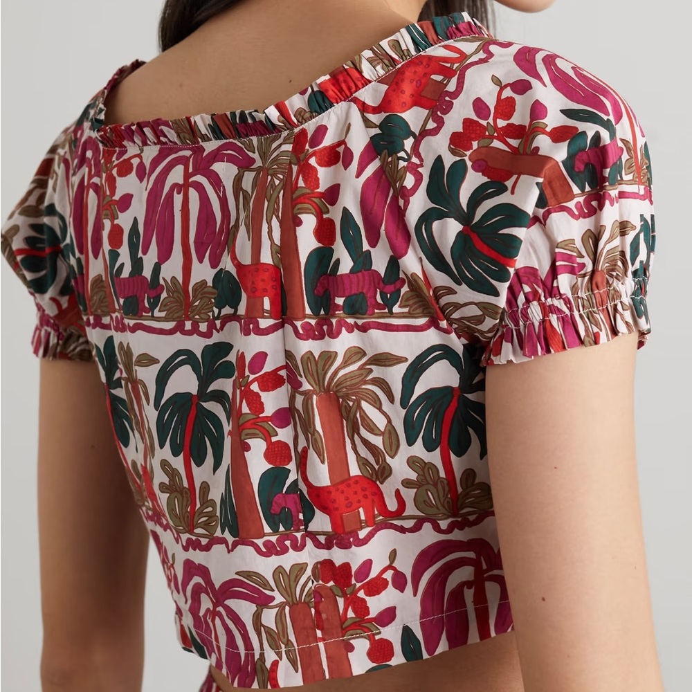 ❌ SOLD ❌ NET-A-PORTER • NWT EMPORIO SIRENUSE Printed Cotton-Voile Top - Picture 3 of 8